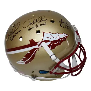 FSU 3 Heisman Winners Jameis,Weinke,& Ward Signed Schutt Gold Rep F/S Helmet-JSA