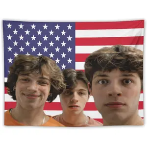 Sturniolo Triplets Teens Tapestry for College Dorm, Living Room And Bedroom Home Decor , Funny Triplets USA Flag Wall Tapestries Hanging for Gifts