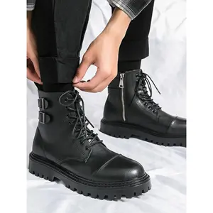 Men's Business Formal Lace Up Ankle Boots, Fashionable Pointed Toe Boots for Work Office, Male All-match Commuter Shoes for Daily Wear