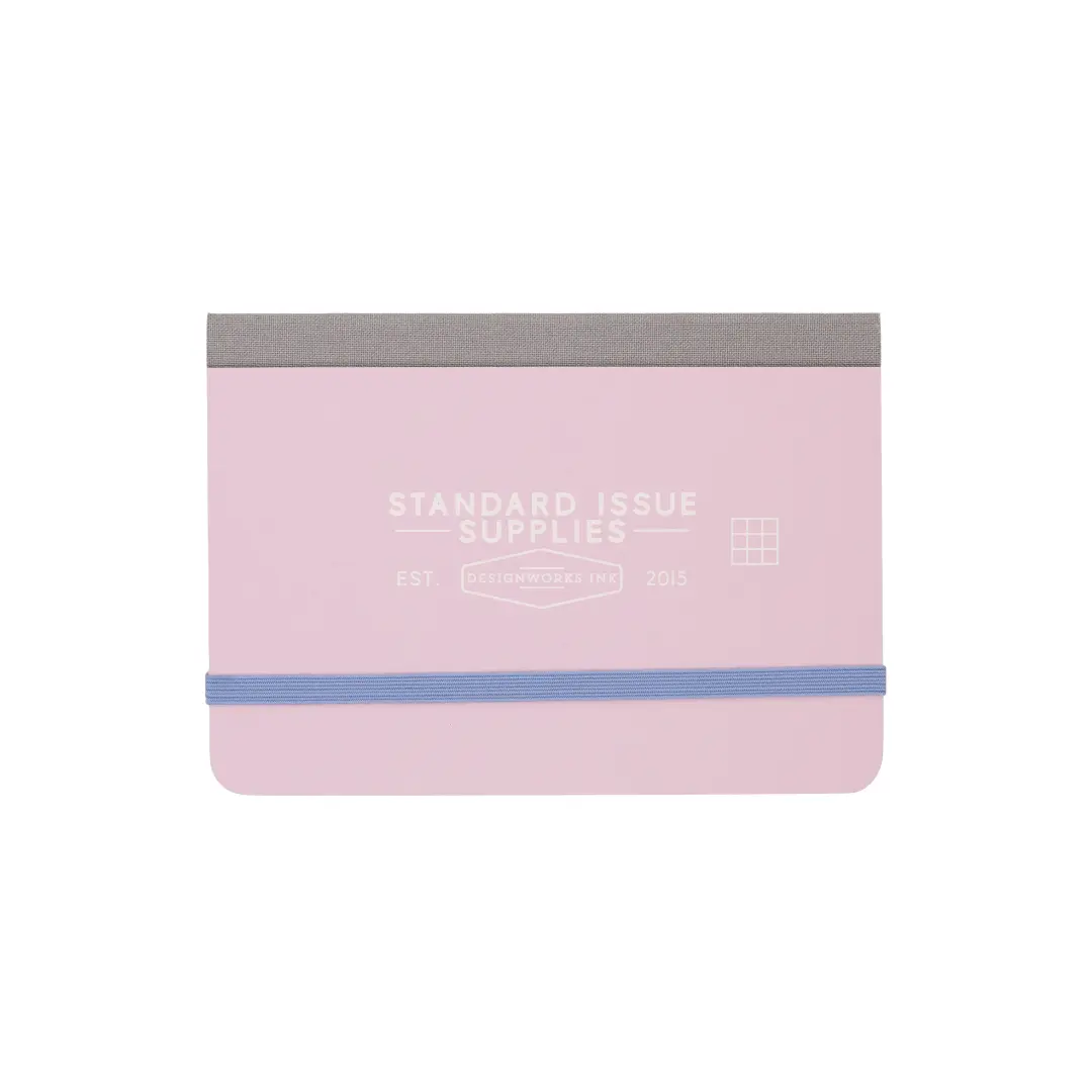 Standard Issue Pocket Journal - Multifunctional Stationery Travel Diary Notebook, Bag-Fitting Compact Size, Flush Cut Cover, Gold Grommet Reinforcement, Fabric Spine, 128 Grid Pages for Brainstorming/Meetings, Soy Based Inks (Lavender, Periwinkle)