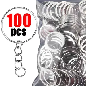 Silver Plated Metal Blank Keyring Keychain Split Ring Keyfob Key Holder Rings Women Men DIY Key Chain Ring Accessories