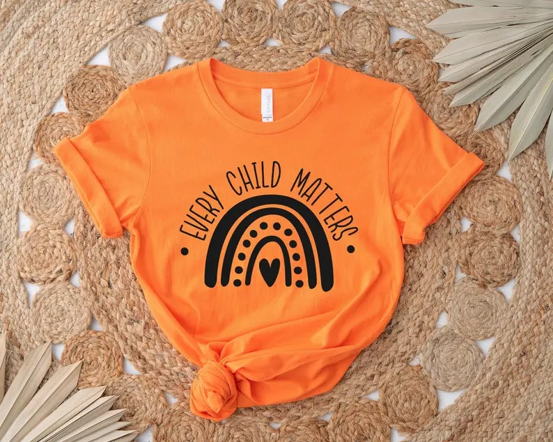 BLACKLYLY Orange Day Shirt Rainbow Every Child Matters 2024 T-Shirt Awareness for Indigenous Orange Day Gift Indigenous Education Kindness and Equality September T-Shirt - Unisex Cotton Tee Shirt Top