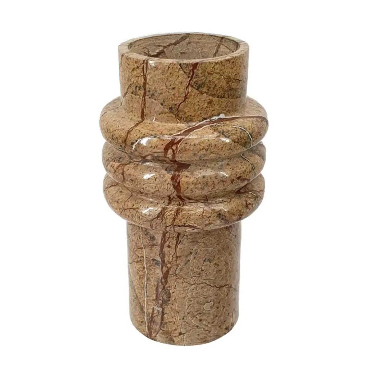360 Stand 8 in. Brown Genuine Marble Cylinder Vase - Hand Finished Modern Cylinder Vase, Decorative Home Decor for Flowers, Ideal Home Supplies Gift, Cylinder Vases