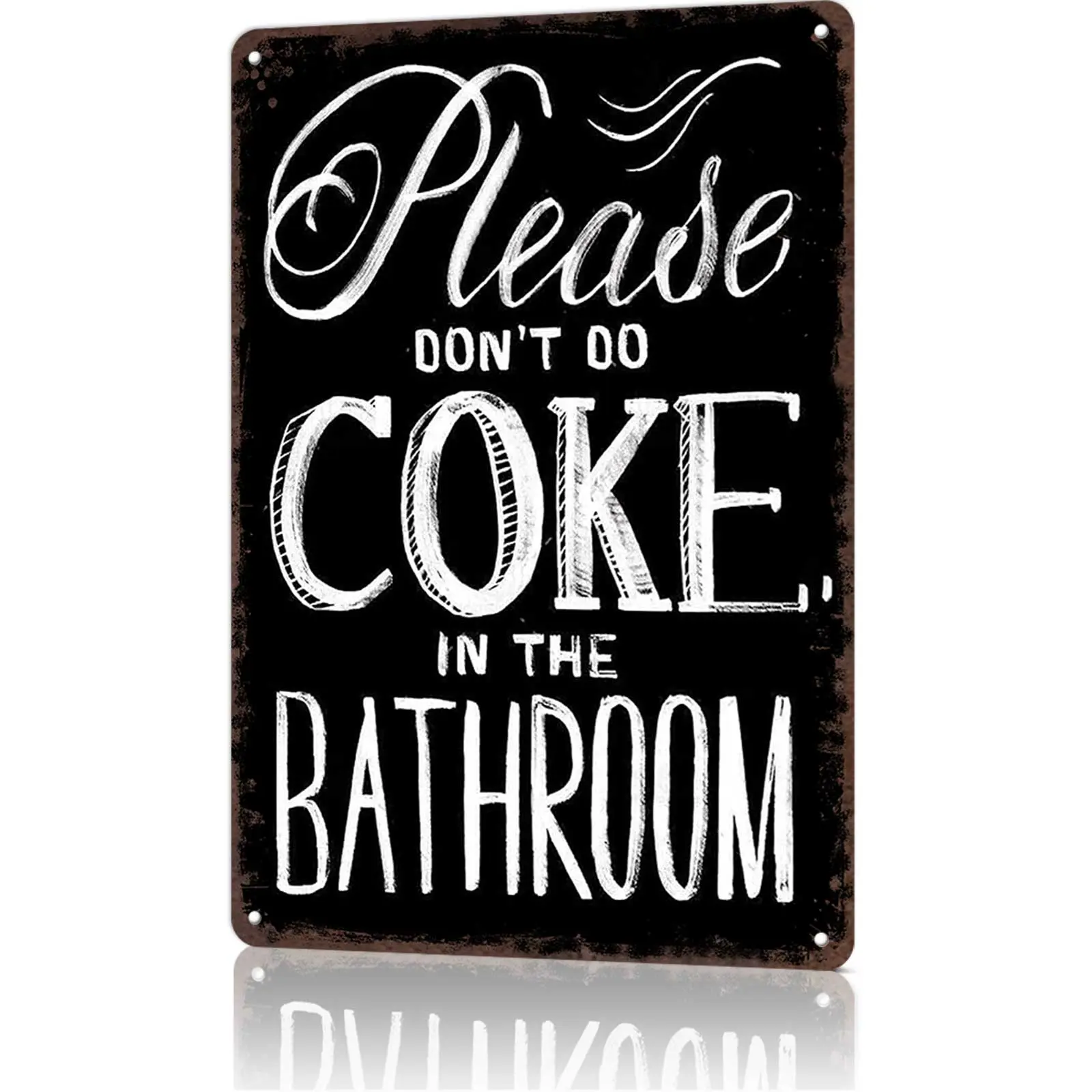 8x12 in Retro Vintage Art Deco Wall Metal Plaque, Tin Rectangle Aluminum Sign with "Please Don't Do Coke In The Bathroom" Funny Quote, Home Decor Products for Bar, Party Host Gift