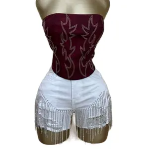 Leo Rhinestone Stretch Shorts