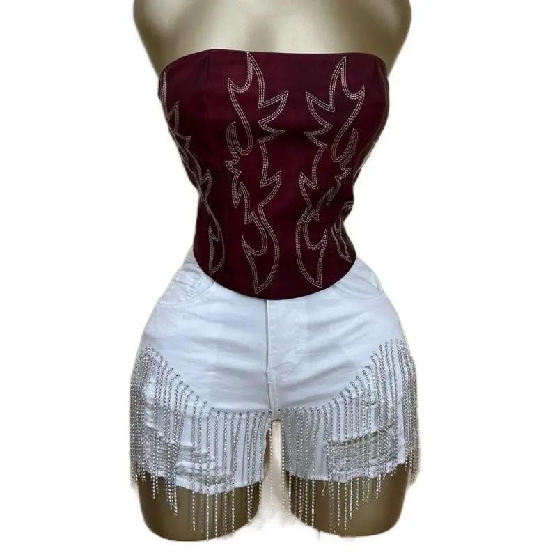 Leo Rhinestone Stretch Shorts