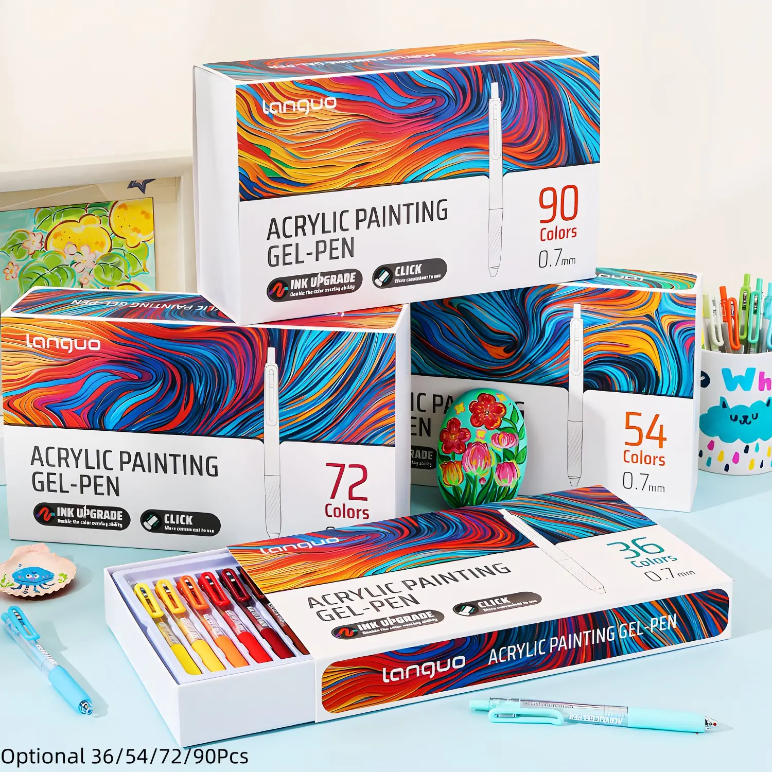 36/54/72/90 Colors Acrylic Painting Gel Pen, Retractable 0.7mm Tip ...