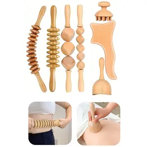 7-Piece Full Body Massage Care Set, Comprehensive Set, Multi-Functional Gua Sha Tools, Wood Nine-Axis Massager, Roller Kangaroo Massager, Body Gua Sha Board, Beech Wood