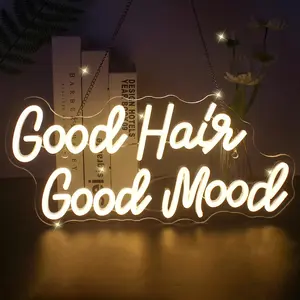 Good Hair Moood Letter Sign, 1 Count USB Powered LED Neon Light, Led Signs, Decorative Light for Home, Office, Shop, Girls Room, Barber Shop, Beauty Room