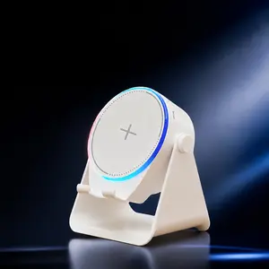 Bluetooth 5.3 Wireless Charging Sound Stand with Punchy Bass HD Stereo Sound for iPhone iPad Samsung Smartphone Holder with Speaker Desktop Lazy Bracket Audio