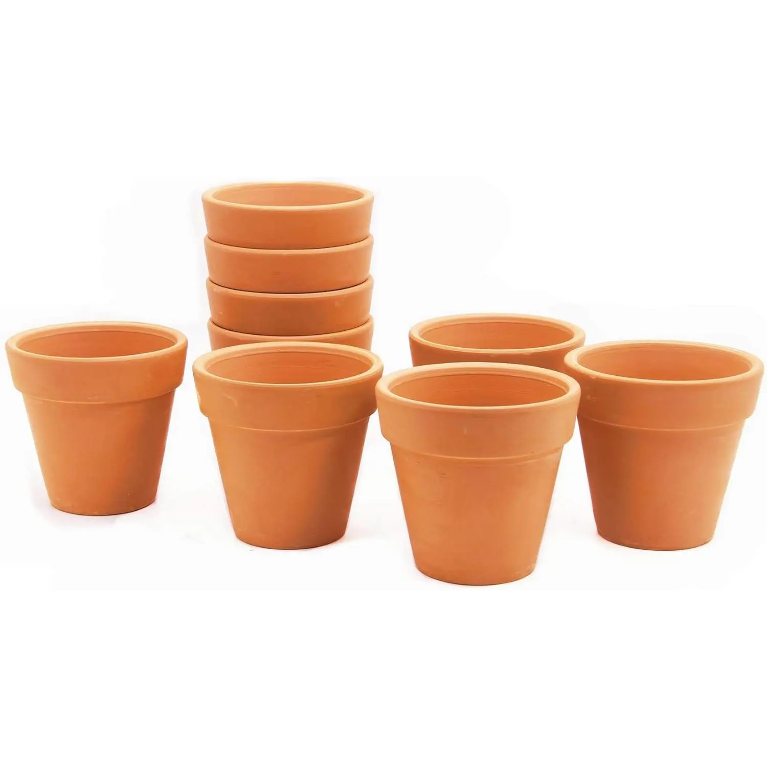 10-Pack Small Size Terracotta Flower Pots & Planters (3.1x2.9 in) with Drainage Holes, Smooth Texture - for Cactus, Succulent, Birthday Party, Garden Planting - Home Improvement Garden Supplies with Manufacturer Warranty