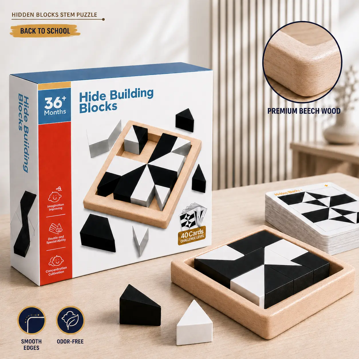 Hidden Blocks Brain Builder - The STEM Puzzle Gift That Builds 3D Thinking Logic & Problem Solving | Made with Safe Water Based Beech Wood | Endless Creative Play for All Ages as the Perfect Educational Gift