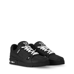‮ nottiuV siuoL  ‬       Trainer Sneaker LeatherLow-Top Lace-Up Sports Shoes - House Black White Athletic Footwear, Maison Mihara Casual Trainers