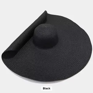 Extra Wide Brim Beach Hat Black