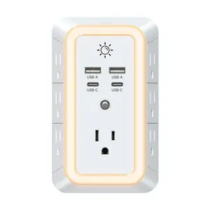 Multi Plug Outlet, USB Wall Charger, Surge Protector, 7 Outlet Extender with 4 USB  Ports (2 USB C) 1680J Power Strips Outlets with Night Light, Wall Plug Adapter Spaced for  Travel Office