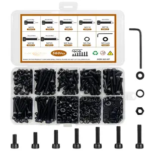 560 count M3 x 6/8/10/12/16/20/25mm Socket  Screws M3 Long Screws Metric Screws  Washers Nuts Kit Machine Screw Assortment Kit 12.9 Grade Alloy Steel Fully Threaded for Furniture