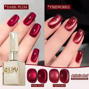 2PCS 15ML Ancola Red 2 Colors Ultra-Bright Magnetic UV Gel with High Saturation, Long-Lasting And Dazzling Cat'S Eye Effect, an Essential for Home Salon Manicures And a Perfect Gift for Women