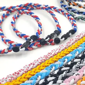 18 Inch Baseball Necklaces,Tornado Necklace Sport Three–Colors Three Braided Rope Tornado Necklace, Durable Sport Jewelry for Baseball Fans,Braided Sport Pendant,18" 3 Rope Tornado Sports Titanium Necklaces Package,stacked lobe earrings
