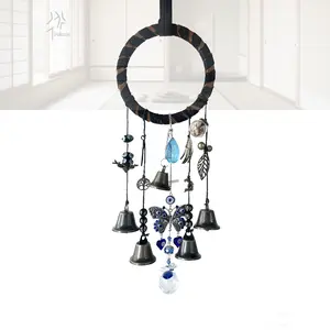 Vintage Witch Bells Door Hanger – Crystal Blessing Protection Charm with Wooden Ring hand window  magic door  hanger  blanks