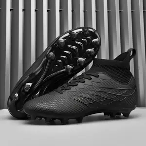 Professional Men's Soccer Shoes New AG Cleats Boots Non-Slip Adult Breathable High-Top Lightweight Classic Black Sports Kicking Shoe Football Trendy Outdoor Lawn