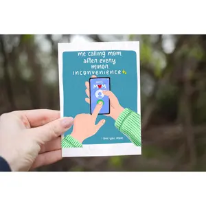 Funny mother’s day card, when in doubt call mom, cute mothers day card, unique card for mom, funny mom card