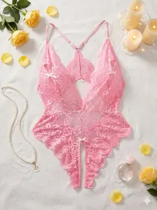 AESKEIA Romantic Boudoir Valentine’s Day Elegant Floral Lingerie for Women - Multi-Color Lace Teddy Bodysuit (Red/Black/Blue/White/Pink) lingerie