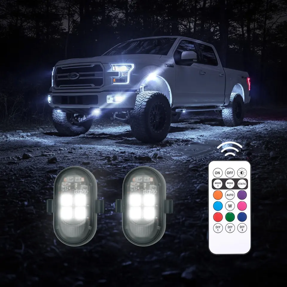 RGB Underglow LED Light Kits for Cars, Trucks, Jeep, UTV, SUV, ATV, Pickup, Golf Cart – Truck Accessories, Wireless Remote Control, Type-C Rechargeable, High Brightness, Waterproof Exterior Decor, Footwell Ambient Lamps, Universal Fit, Gift Ideas