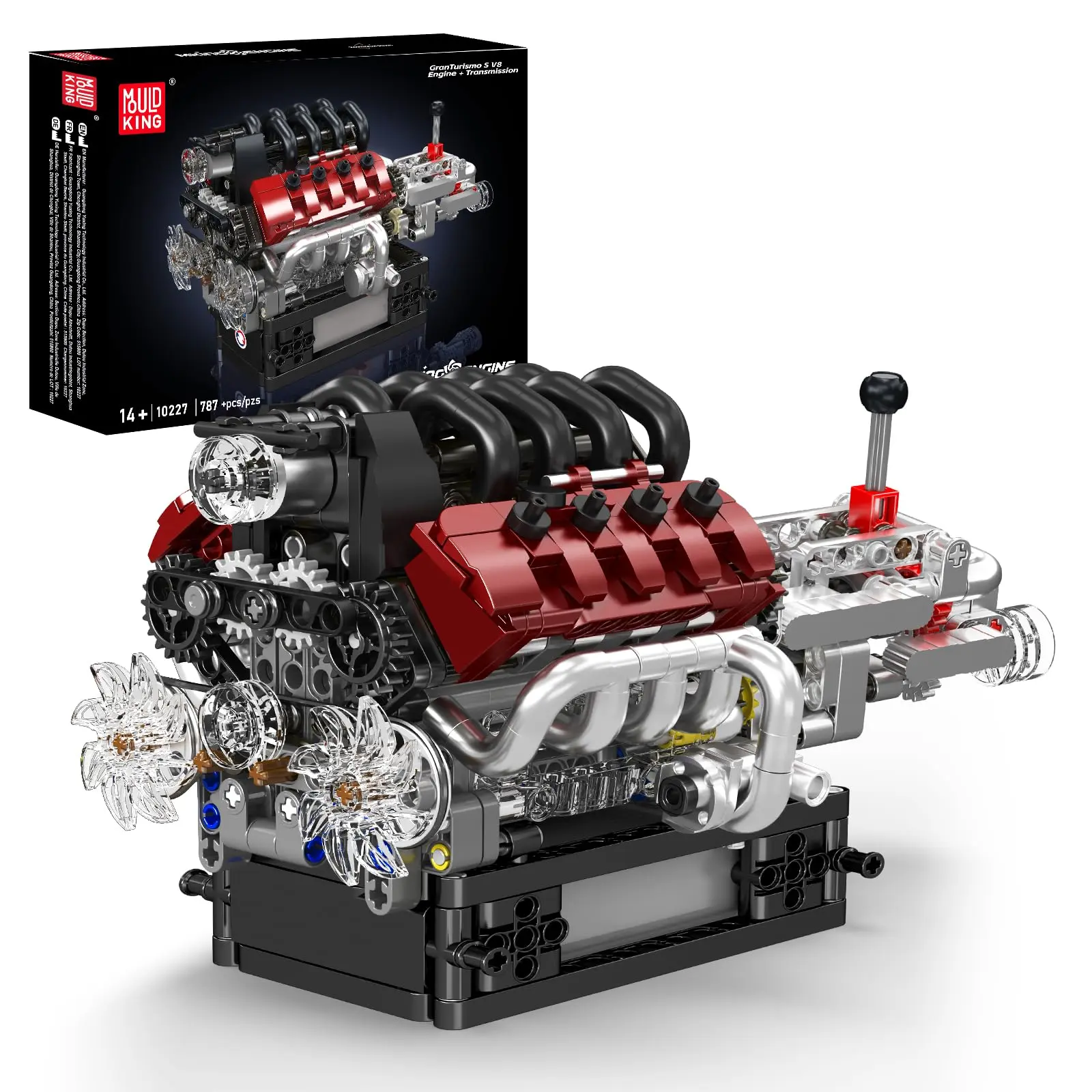 Mould King V8 Engine Building Kit, Build Your Own Engine Model Kit That Runs, STEM Engineering & Physical Science Experiment Set with Battery & Motor, Car Engine for Age 14+/Adult(787 Pcs)