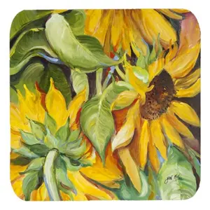 212 MAIN Sunflower Foam Coasters - Set of 4, Fade-Proof Permanent Dye, Heat-Resistant Kitchenware Tableware Accessory, Compatible with Placemats, Placemat