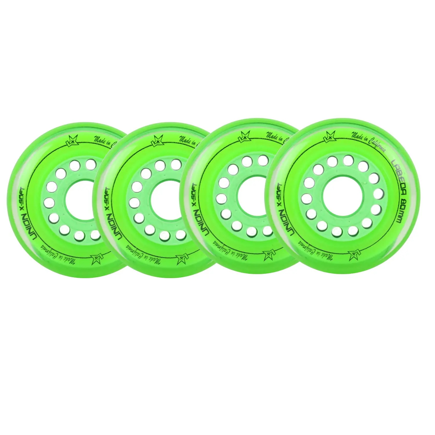 Labeda Roller Hockey Wheels - Union 80mm 76A Green (4-Pack)