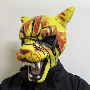 Cute Yellow Tiger Mask for Kids Soft Furry Tiger Face Mask for Dress Up Perfect for Halloween Costumes