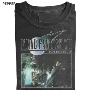 Final Fantasy VII Vintage Inspired Shirt, Retro RPG Tee, FF7 Gamer Streetwear Top, Unisex T-shirt - Vintage Graphic Tee – Menswear & Womenswear – Streetwear Tops – Casual Cotton Crewneck Shortsleeve T-shirt
