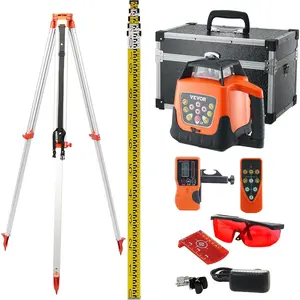 VEVOR Red Rotary Laser Level 1650ft,360 Degree Self Leveling Laser Level Kit,with Surveying Tripod&5m Staff,IP66 Waterproof Remote Control,5 Rotation Speeds&4 Angles Adjustment(Ship in Three Packages)
