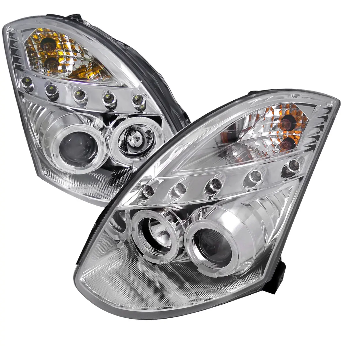 2003-2007 Infiniti G35 Coupe Dual Halo Projector Headlights (Chrome Housing / Clear Lens) 2003-2007 Infiniti G35 Coupe Dual Halo Projector Headlights (Chrome Housing / Clear Lens)