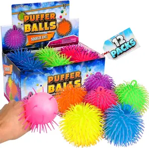 Bedwina Puffer Balls (Pack of 6) - Squishy Balls for Kids Neon Party Favors Sensory, Stress Relief Squishy & Therapy Toys for Kids, Boys & Girls Goodie Bag Stuffers, Prizes and Party Supplies