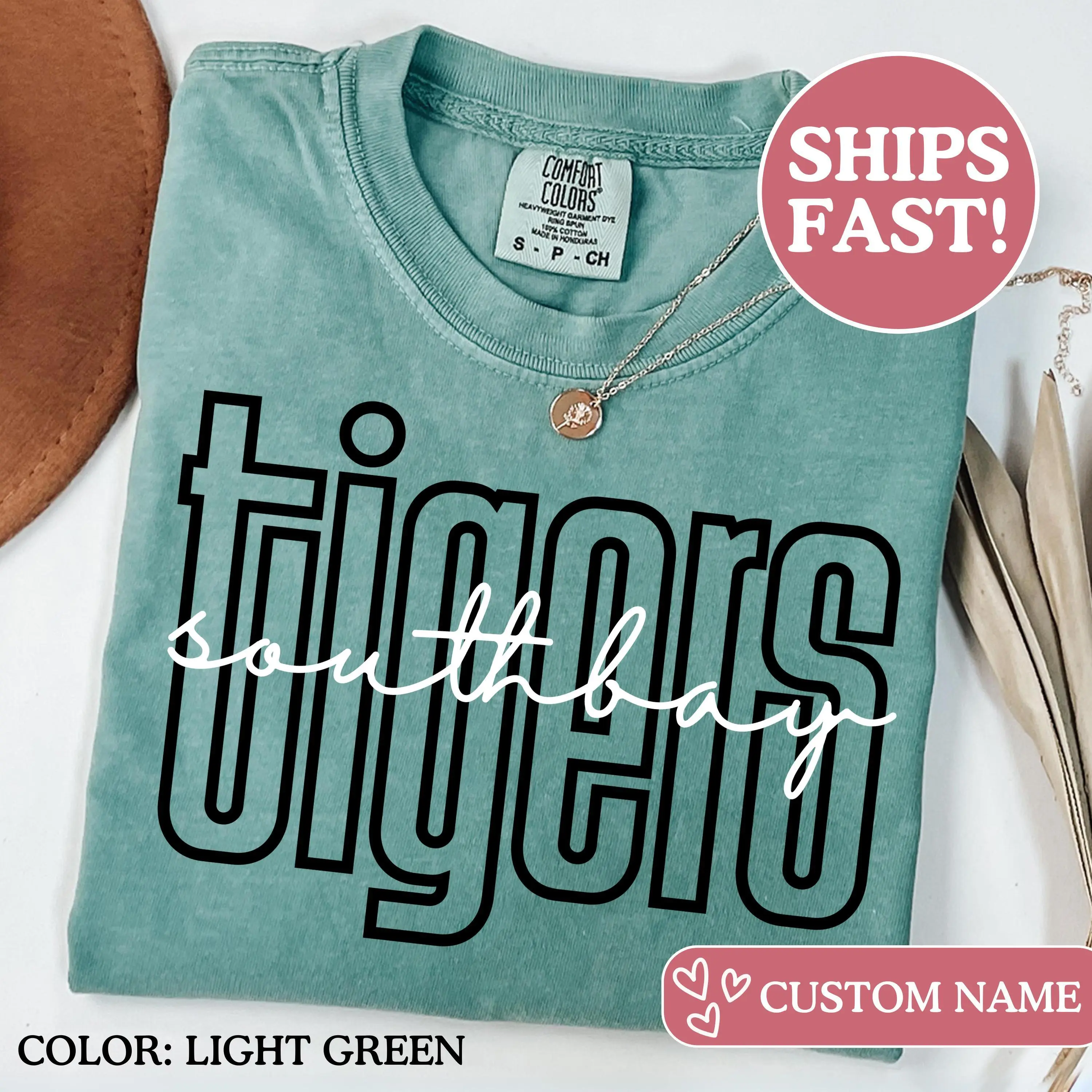 Comfort Colors Custom School Spirit Shirt, Football Shirt, School Logo Tee, Team Mascot Shirt Gift, Tigers Wildcats Panthers Eagles Shirt Cotton Trending