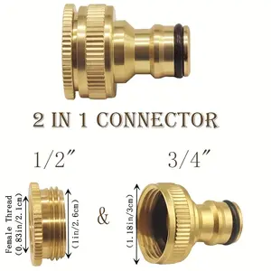 3 Pair Brass Quick Connectors, Suitable for 1/2 and 3/4 Inch Garden Hose Connections, Male and Female Fittings Accessories, Garden Hose Quic Connectors, Water Pipe Connectors, Garden Fast Connectors