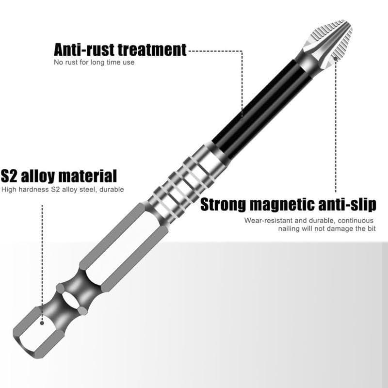 High-Magnetic Screwdriver Drill Bit Set, 2026 New k5 Impact Resistant Non Slip Bit, Anti Slip Screwdriver Bits for Dry Wall, Sheetrock