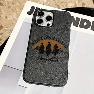 Creative Yellowstone Dutton Ranch Design Shockproof Phone Case, Leather Texture, for iPhone 11-16 Pro Max, Gift for Family/friends