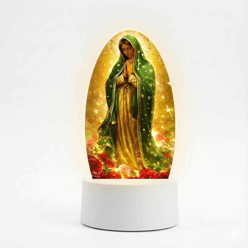 Our Lady of Guadalupe 3D Night Light, Virgin Mary LED Lamp for Home Altar & Prayer Room, Catholic Religious Decor, Spiritual Blessing Gift for Mom