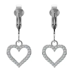Pink Rhinestone Hearts Clip On Dangling Earrings Pink Rhinestone Hearts Clip On Dangling Earrings