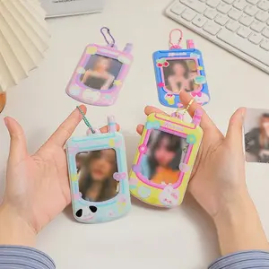 Cute Phone Shape Card Holder with Lanyard, Portable Kpop Photo ID Holder for Students, Office & School Use, Lover's Picture Card Case