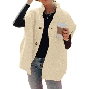 Imily Bela Womens Fuzzy Fleece Vest Casual Oversized Warm Button Down Sherpa Vest Jacket with Pockets