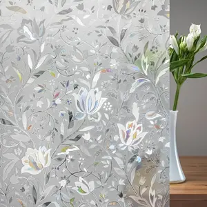 Privacy Window Film Roll, Static Adhesive Self-Adhesive Glass Covering, Transparent Half-Tone Tulip Pattern Design, Office and Bathroom Decor
