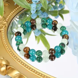 1pc GADASLUY Tiger Eye & Malachite Stretch Bracelet Attract Prosperity And Good Fortune Natural Crystal Jewelry Agate Crystal Solstice Gemstone Anklet