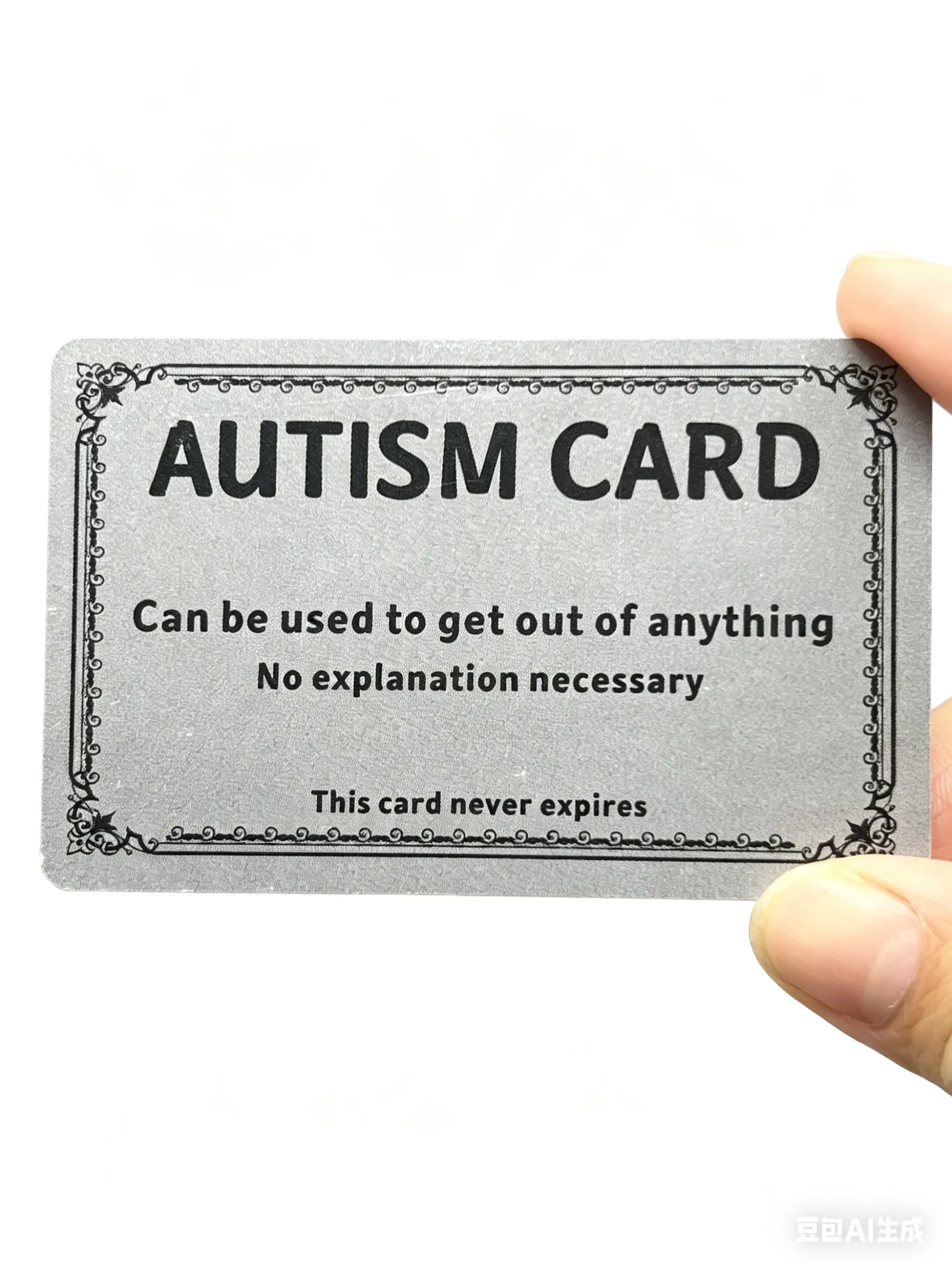 Autism Excuse Card - Funny Wallet-Size PVC Gag Gift - Durable Plastic, Great for Friends, Stocking Stuffers & White Elephants, Plastic Autism Card