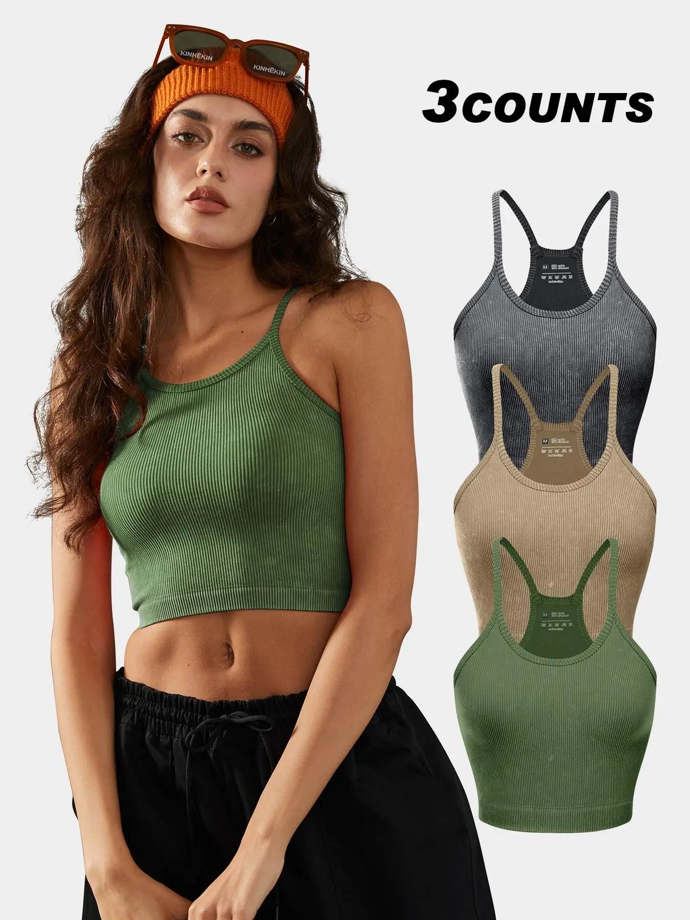 Women's Textured Ribbed Sports Vest, Sleeveless Spaghetti Strap Crop Top for Yoga Gym Workout Running, Ladies Sportswear Clothing for Summer, Sleevele