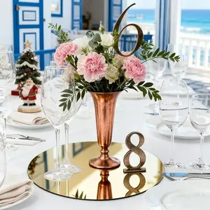 10pcs, 25cm acrylic gold circular mirror tray set, suitable for Table Centerpiece, desktop center decoration, DIY home decoration, wedding table decoration, party candle decoration, mirror table decoration, party decoration