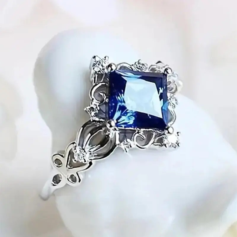 Elegant Hollow Out Design Artificial Gemstone Decorated Ring, Fashion Rhinestone Decor Jewelry for Party, Daily Clothing Decor, Trendy All-match & Exquisite Jewelry for Birthday Gift, Fashion Engagement Rings, Costume Jewelry Rings, Beautiful Rings