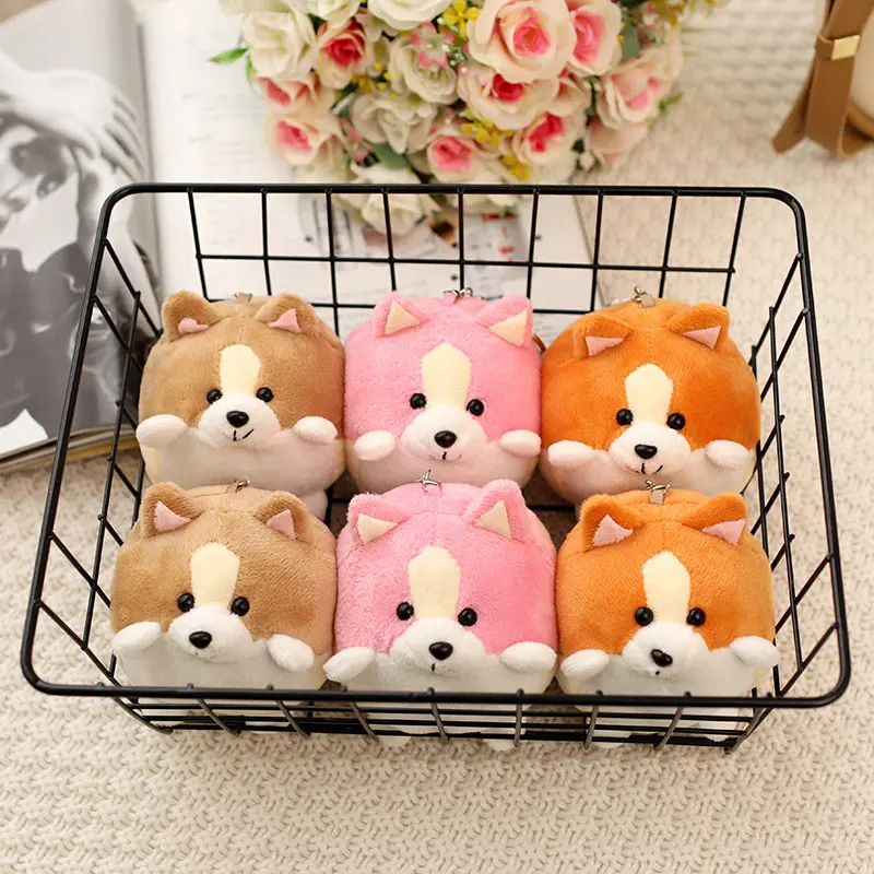 3Pcs Corgi Dog Plush Doll Keychain Set of 3 Adorable Animal Pendant Toy for Bags and Keys Perfect Gift for Dog Lovers, 3 In & Above, 1 Pink + 1 Khaki + 1 Brown